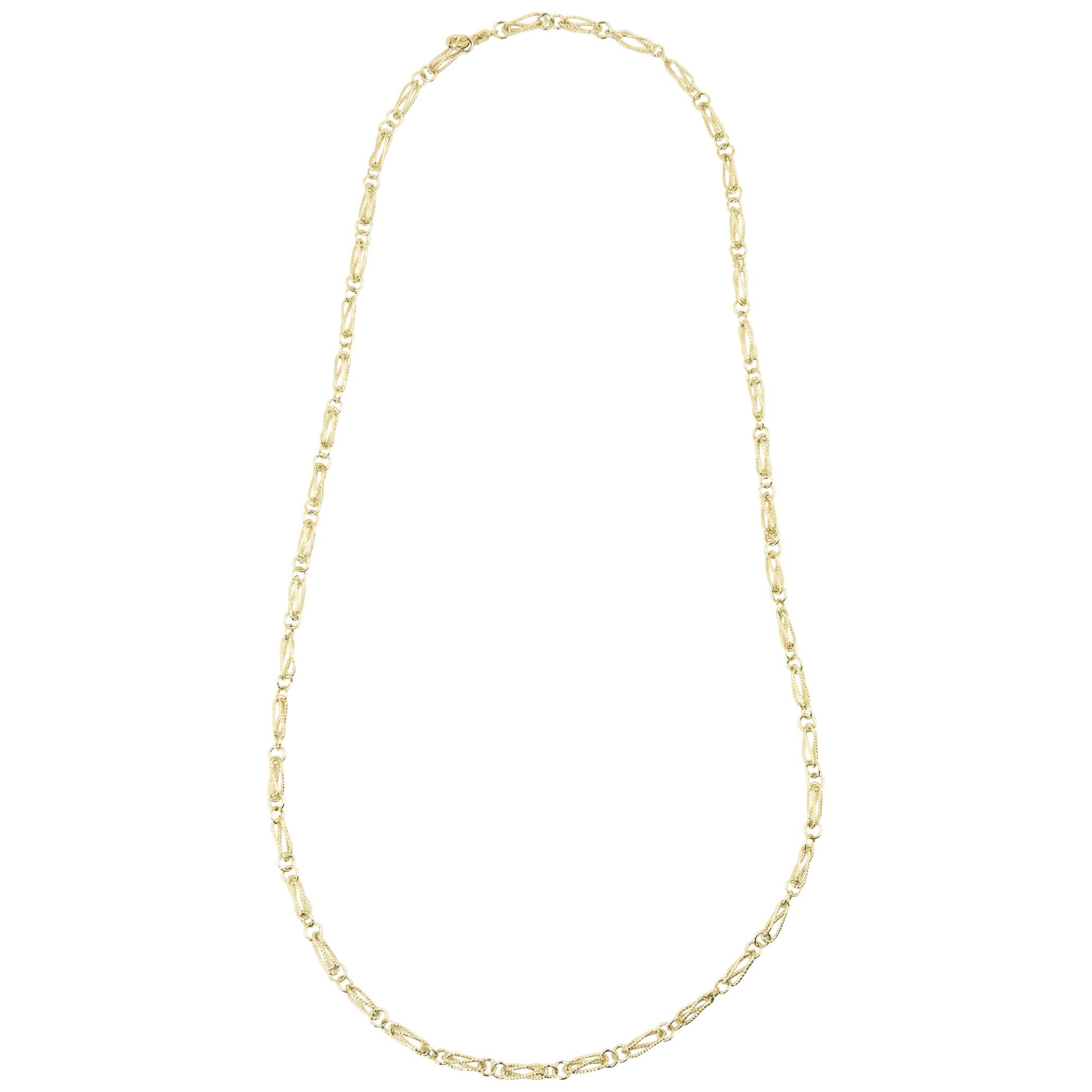 Italian 1970s Stylized Yellow Gold Chain Necklace
