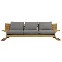Italian 1970s Three-Seat Sofa by Marzio Cecchi in Woven Cord