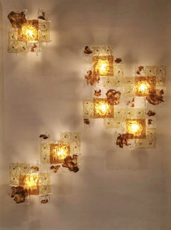 Apliques italianos de los años 70 Toni Zuccheri para Venini "Patchwork" Cristal de Murano