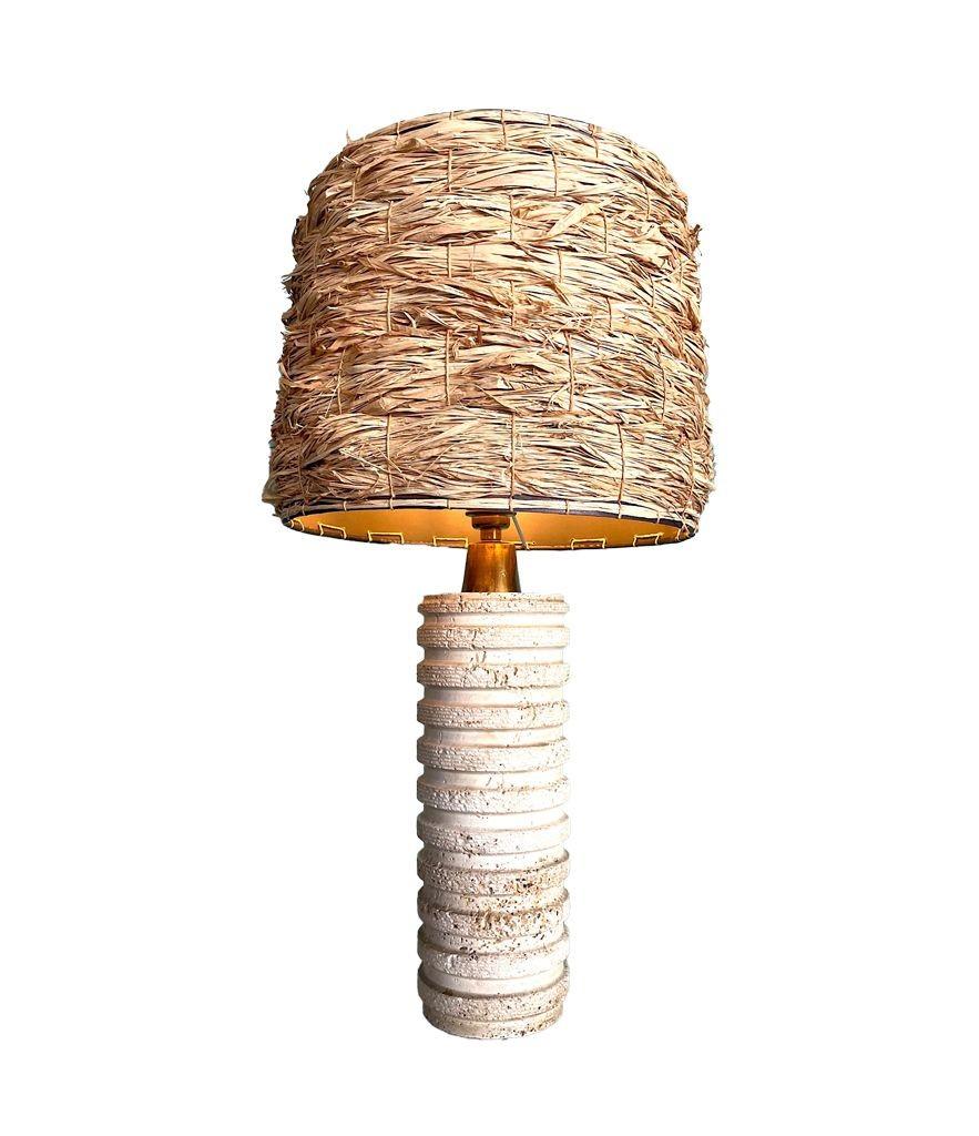 Lampe italienne en travertin des années 1970 par Fratelli Mannelli avec accessoires en laiton en vente 3