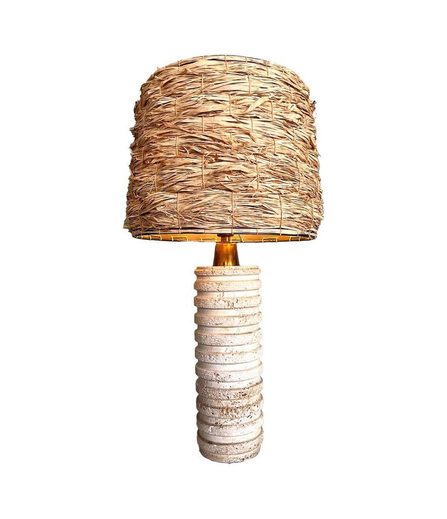 Lampe italienne en travertin des années 1970 par Fratelli Mannelli avec accessoires en laiton en vente 4