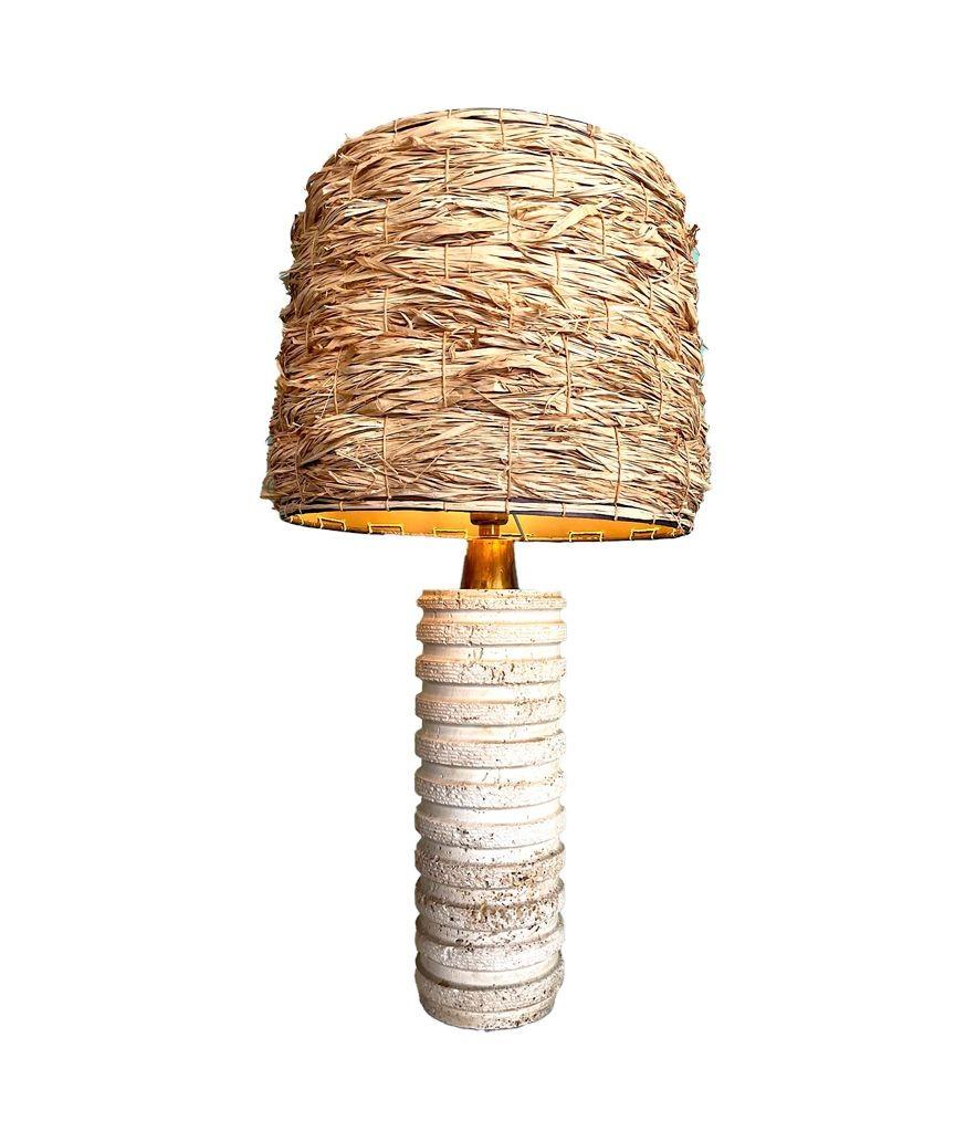 Lampe italienne en travertin des années 1970 par Fratelli Mannelli avec accessoires en laiton en vente 2