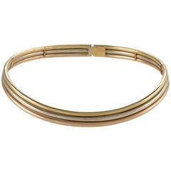 Italian 1970s Tri-Color Gold Collar Necklace