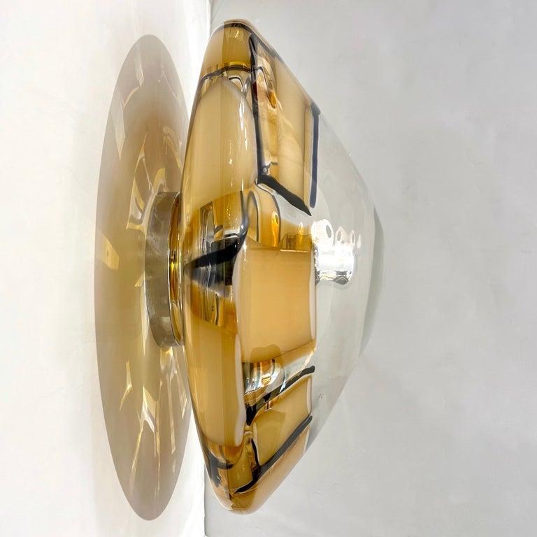 Italian 1970s Vintage Barovier Caramel Black Murano Glass Ceiling Light/Sconce In Excellent Condition In New York, NY