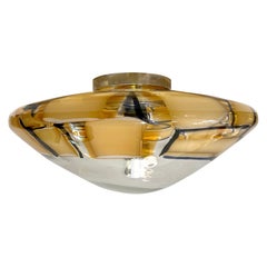 Italienische 1970er Vintage Barovier Caramel Schwarz Murano Glas Deckenleuchte/Kondensator