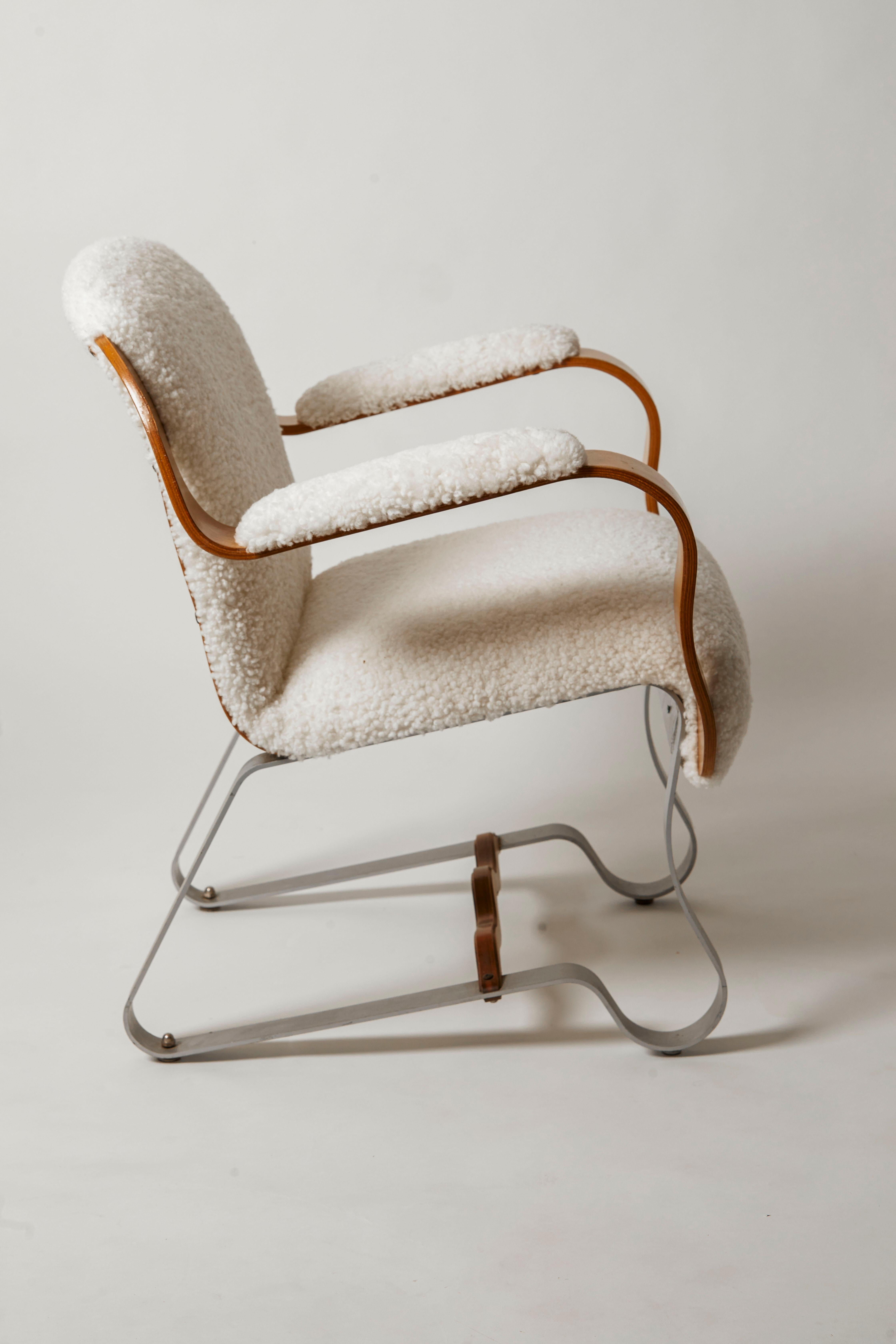 Italian 1970's Italy Vintage Poltrona Frau Arm Chair in Shearling For Sale