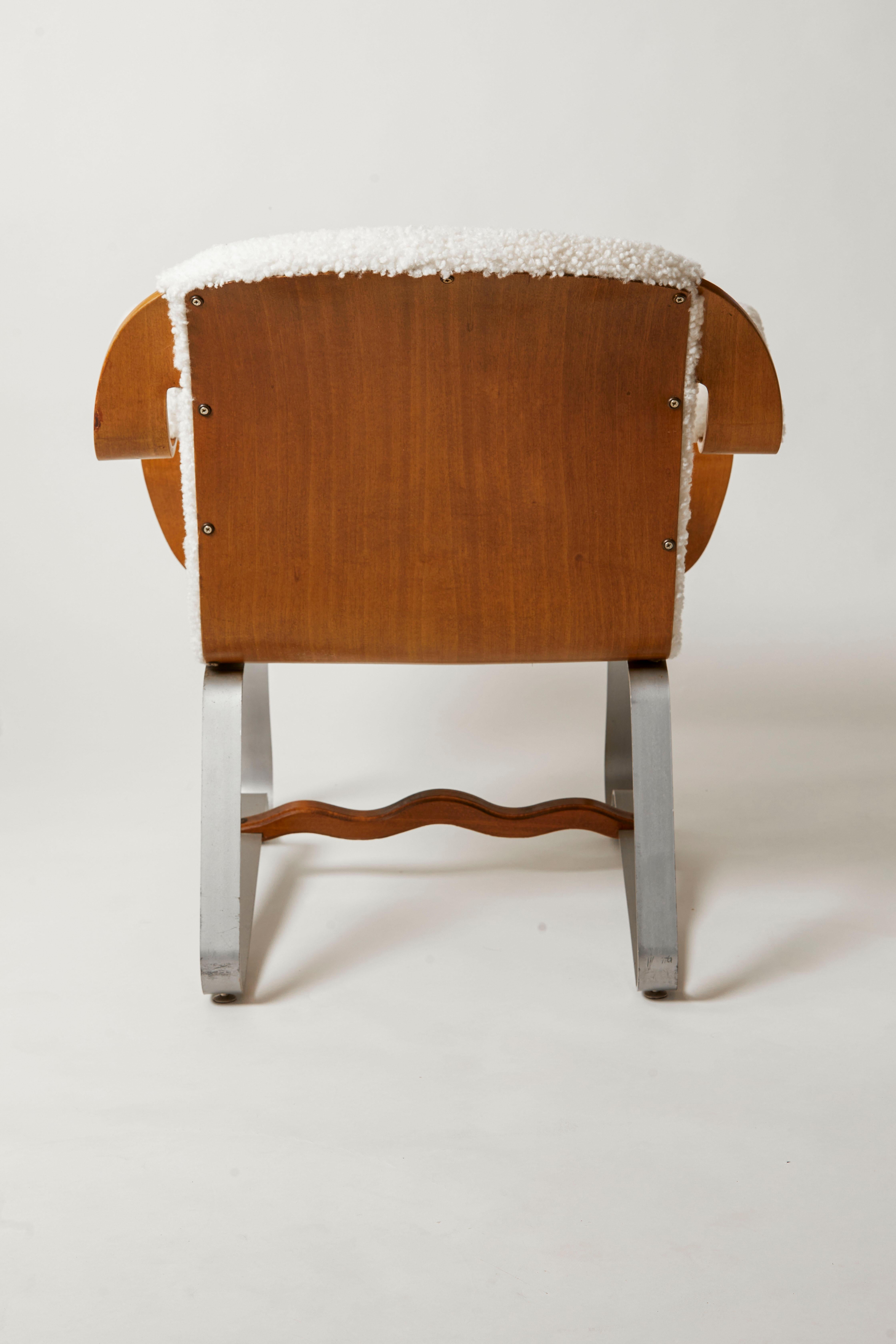 Late 20th Century 1970's Italy Vintage Poltrona Frau Arm Chair in Shearling For Sale