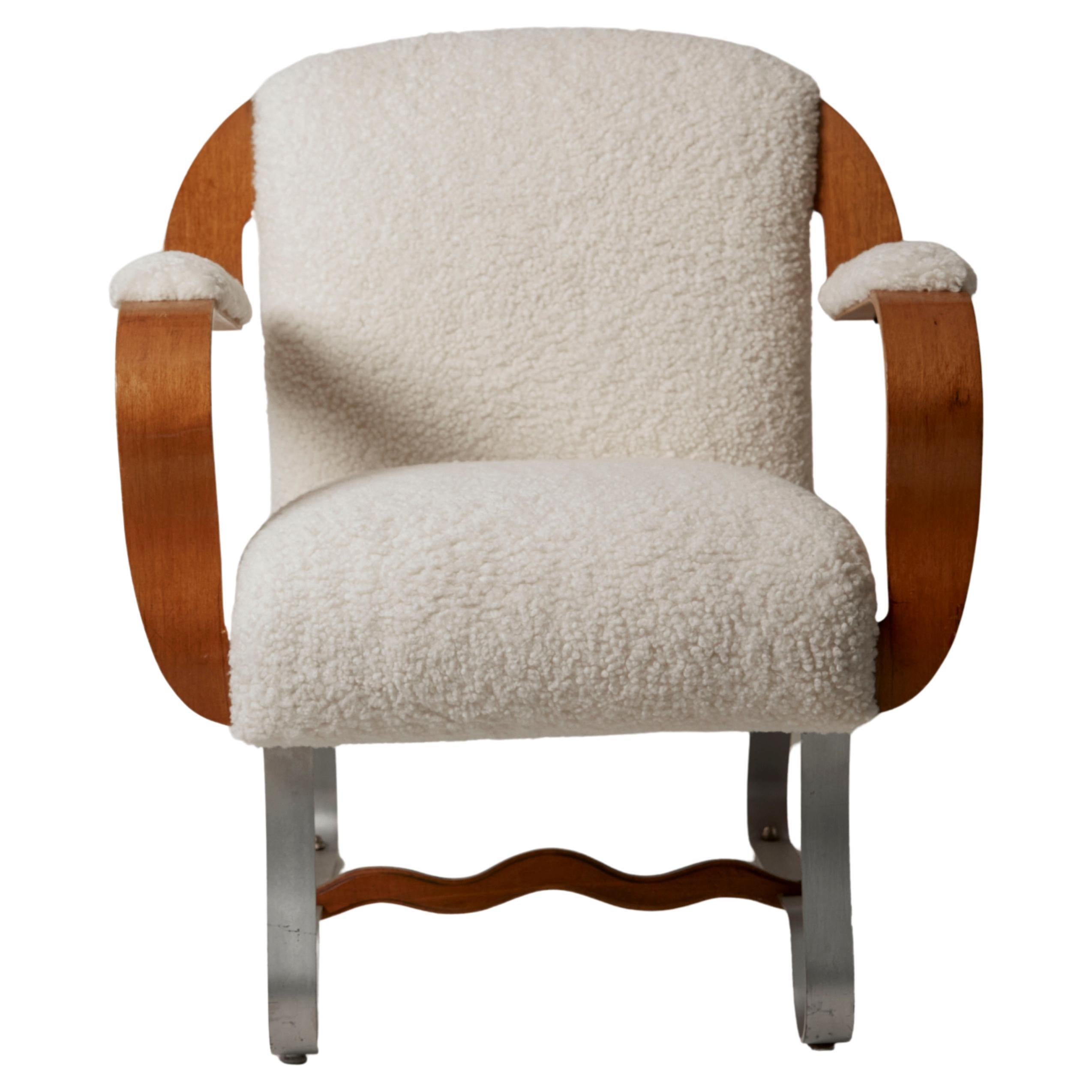 1970's Italy Vintage Poltrona Frau Arm Chair in Shearling For Sale