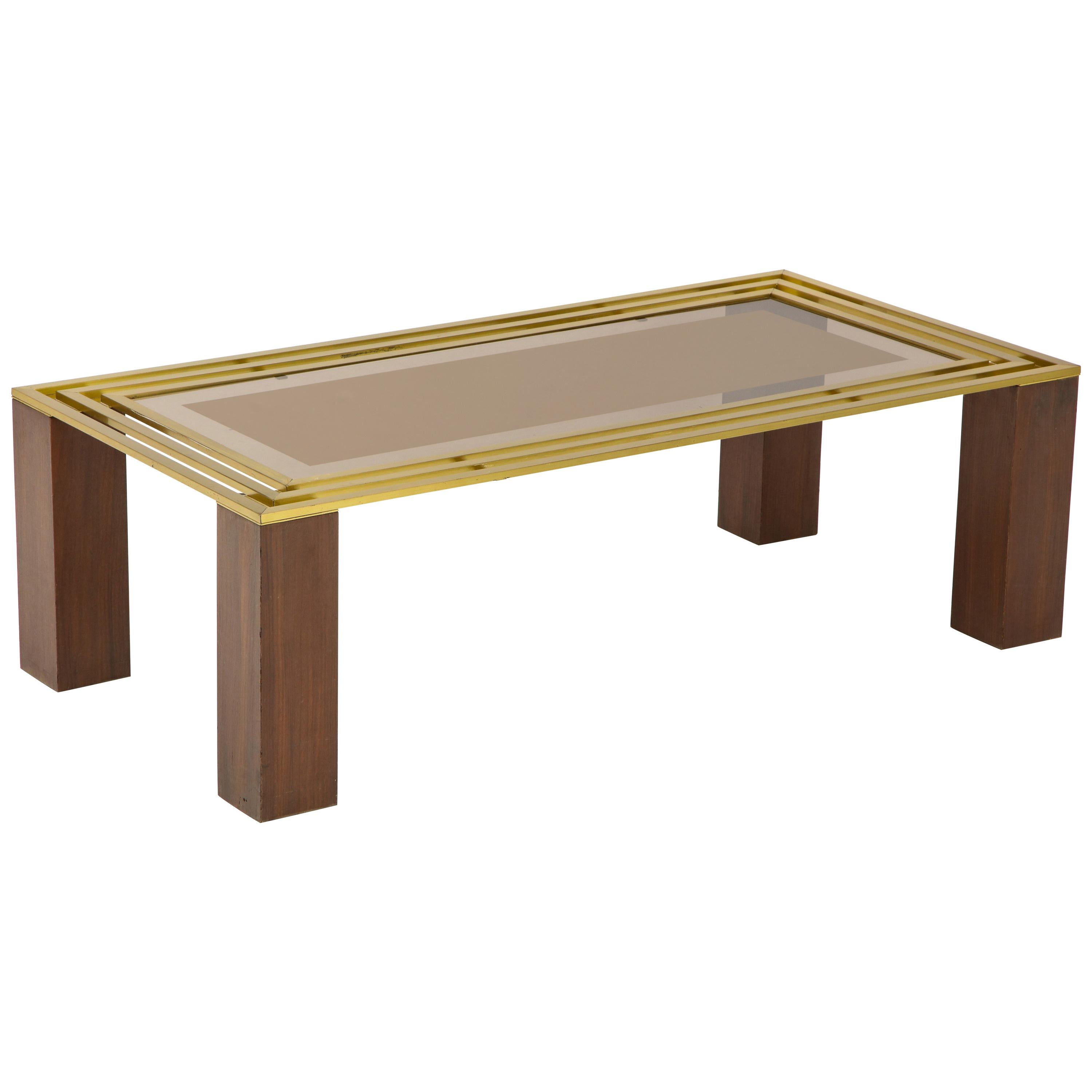 Italian Brass and Glass Swivel Coffee Table at 1stDibs