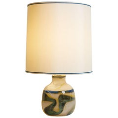 Italian 1970s White Murano Glass Lamp with Abstract Design 
Custom Lampshade