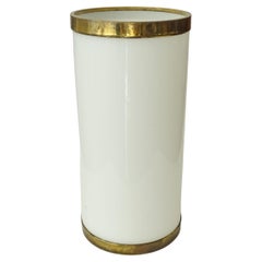 Italian 1970s White Plexiglass and Brass Umbrella Stand