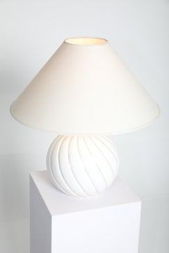 Italian 1970s White Porcelain Table Lamp with Gold Lines