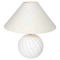 Italian 1970s White Porcelain Table Lamp with Gold Lines