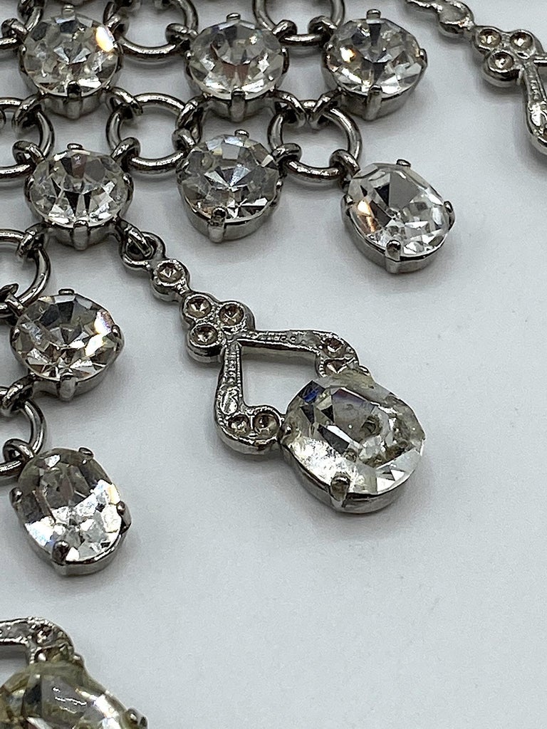 Italian 1970s Wide Rhinestone Dog Collar / Choker Necklace by Bozart at