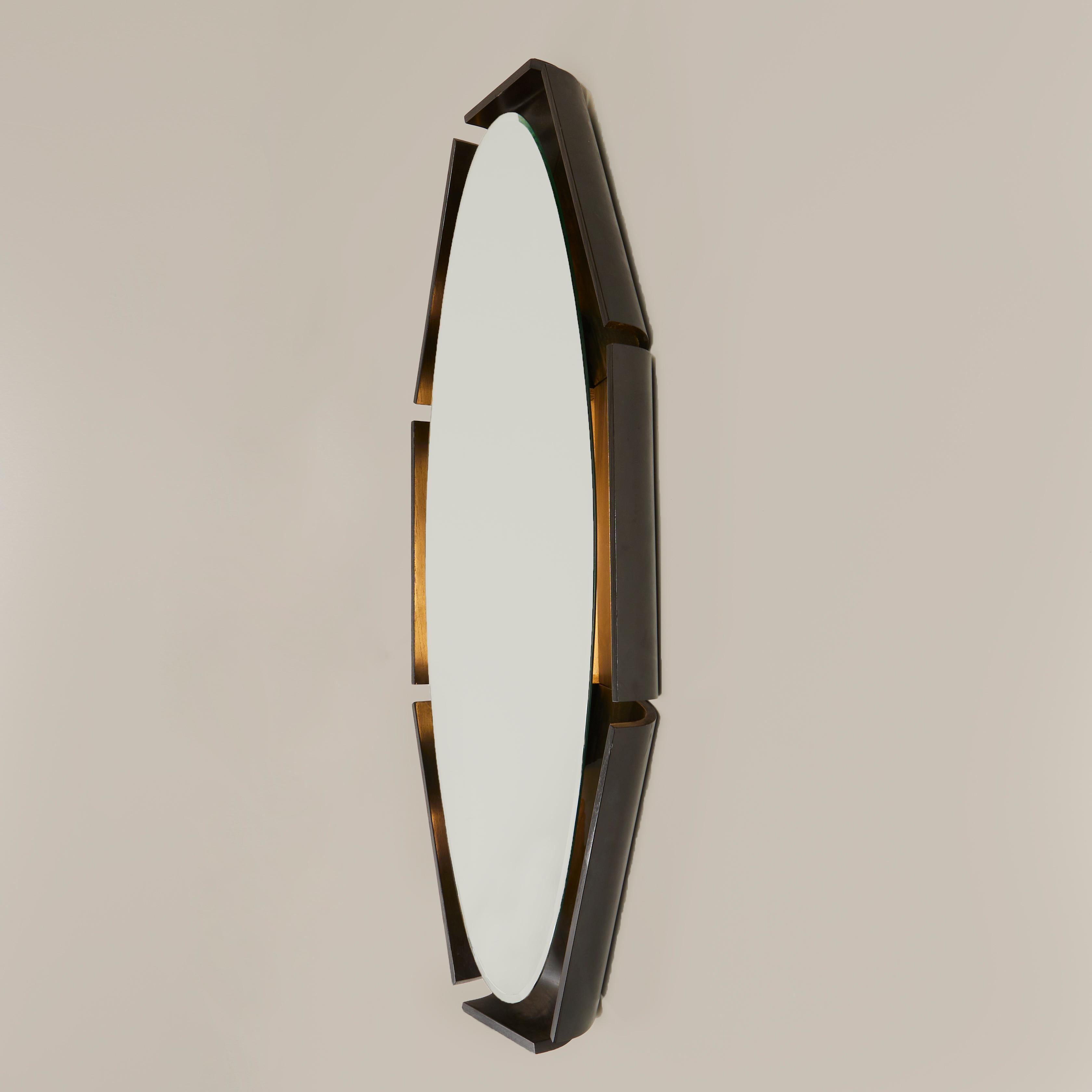 Espejo de pared retroiluminado italiano de madera de los años 70 en Bueno estado para la venta en London, GB