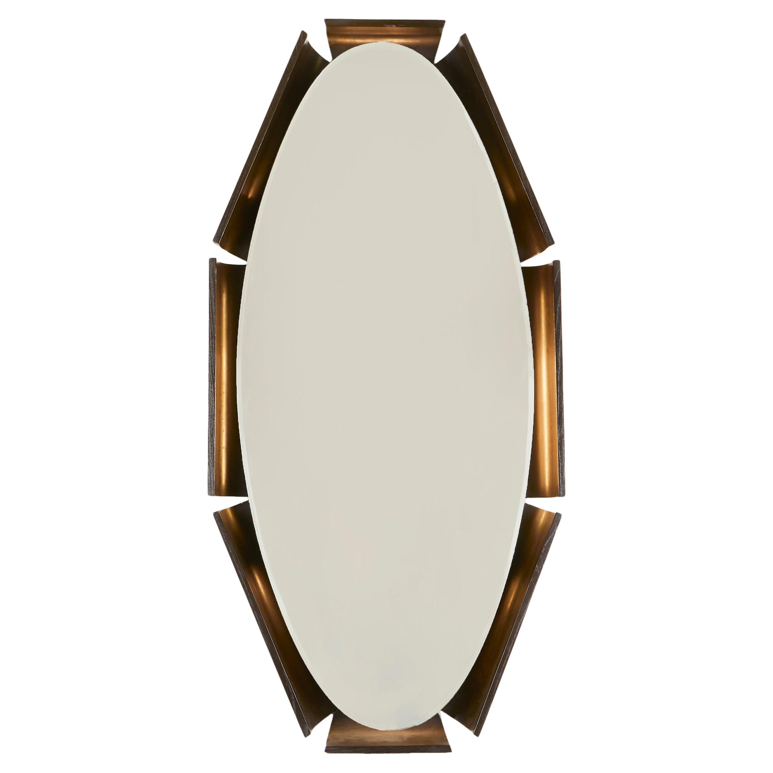 Miroir mural italien en bois des années 1970