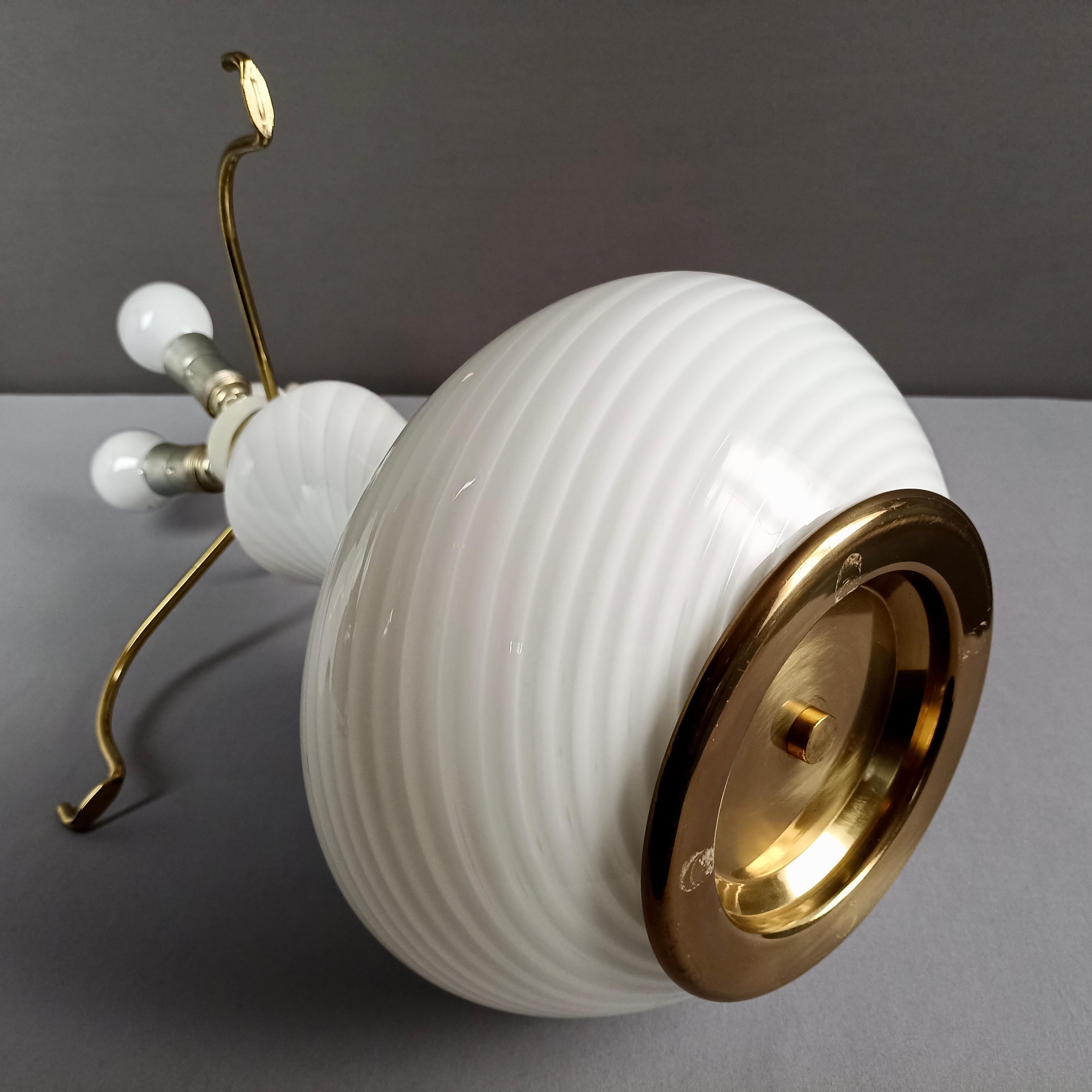 Murano 1970s Mushroom Swirled Art Glass XL Size Four-Light Table Lamp For Sale 1