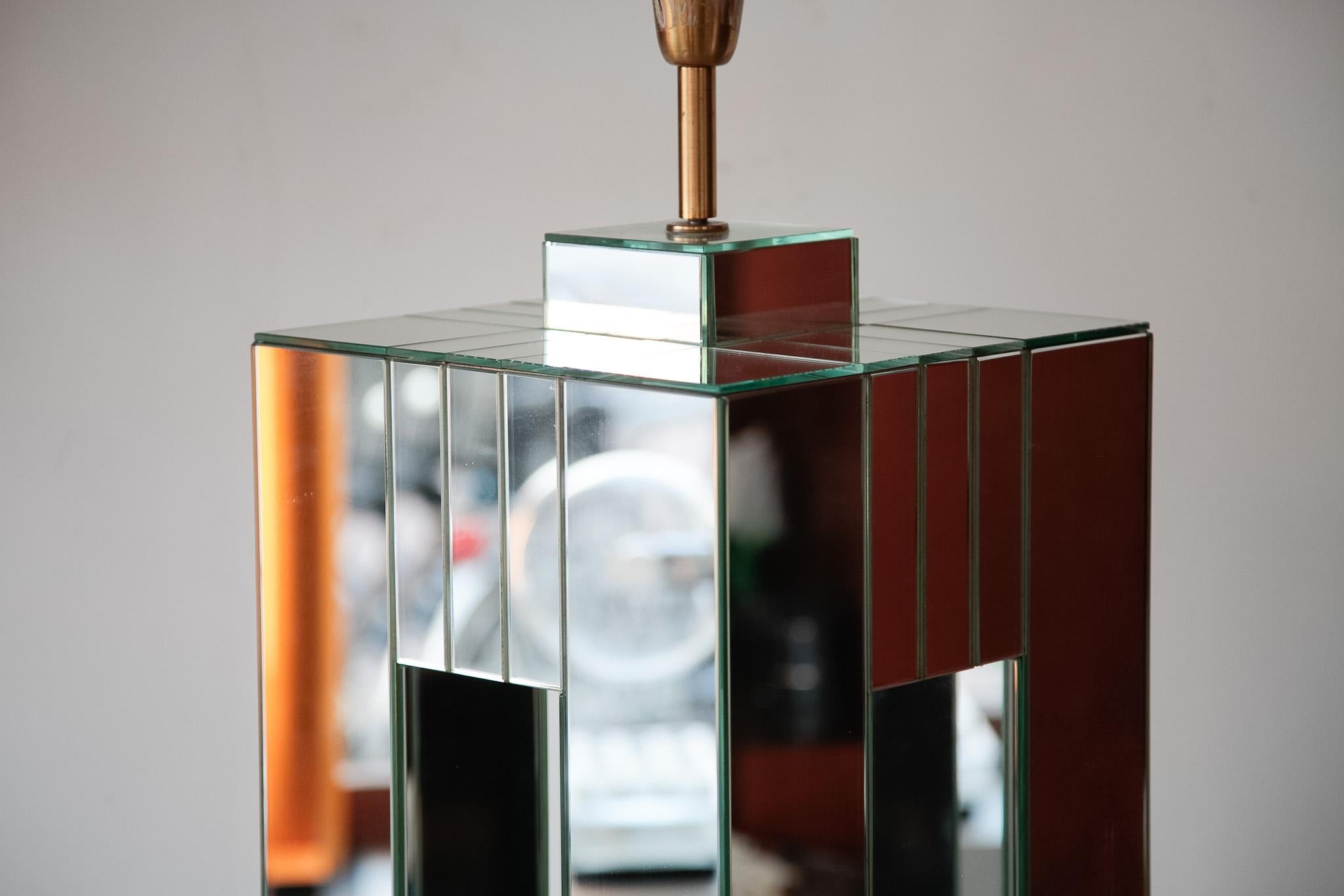 Faceted Italian 1980S Design Mirrored Floor Lamp. For Sale
