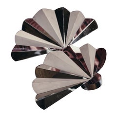 Italian 1980s fan shape chrome wall lights