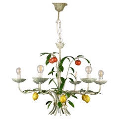 Italian, 1980s, Handpainted Citrus Fruits Chandelier