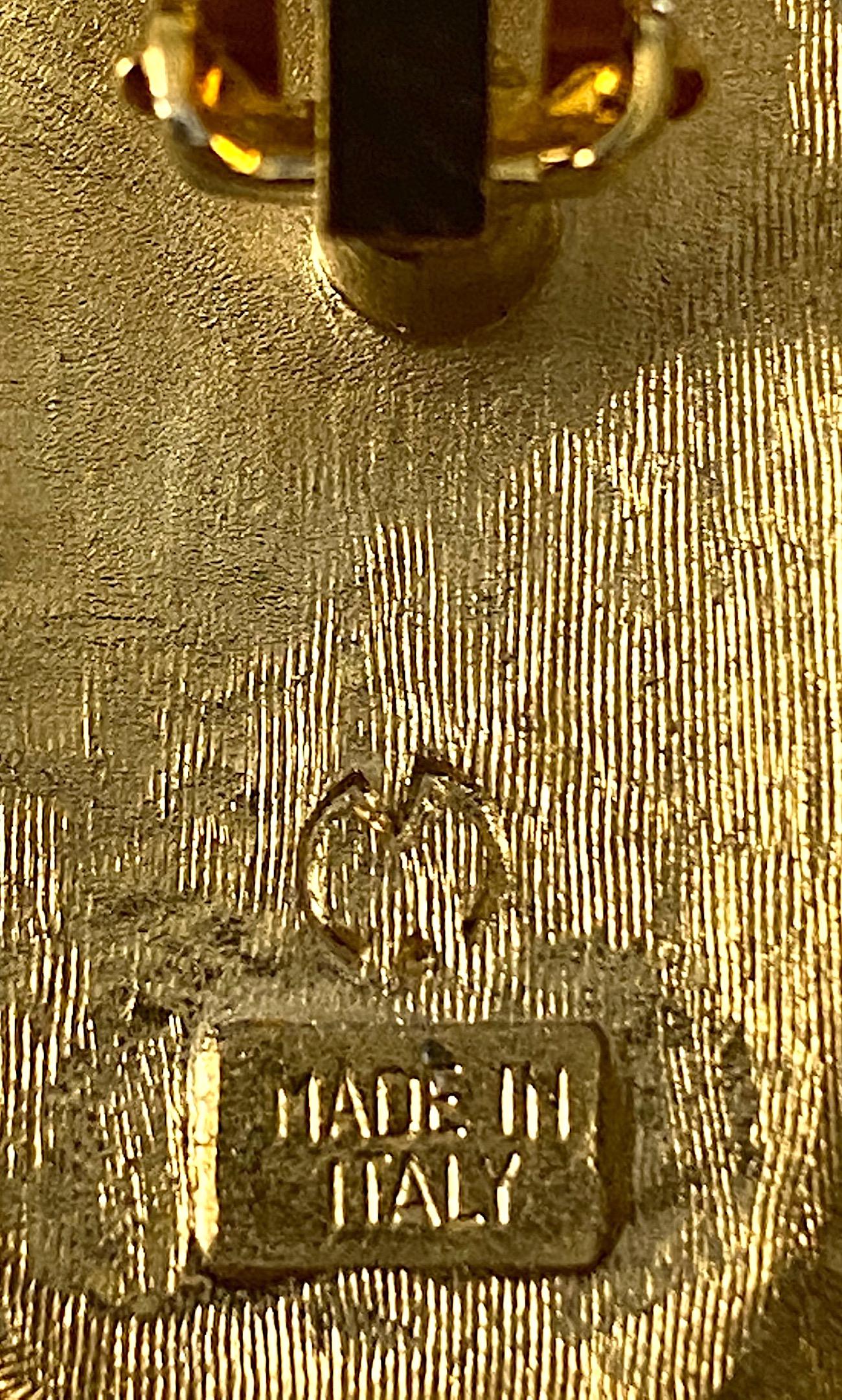 Italian 1980s Large Enamel on Gold Oval Bottom Earrings 3