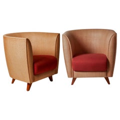 Mid Century Wicker Barrel Chairs, Italy 1980s