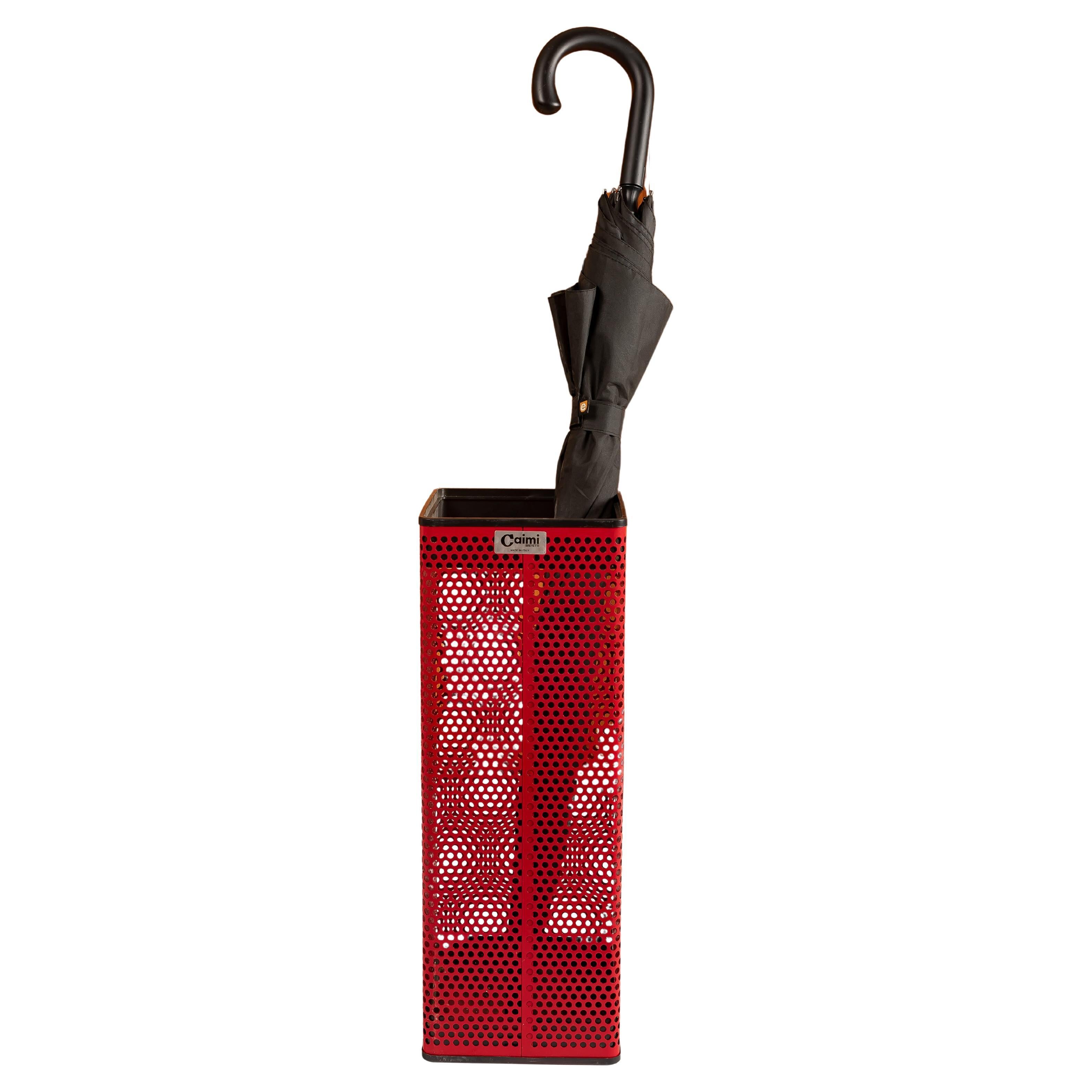 Italian 1980s Perforated Metal Umbrella Stand in the Style of Mategot