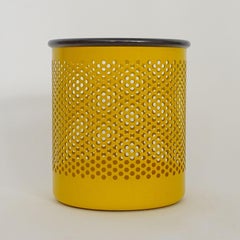 Italian 1980s Perforated Yellow Metal Waste Basket