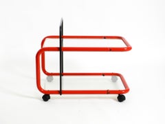 Italian 1980s Post-Modern Serving or Bar Cart in Metal and Glass