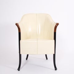 Italian 1980s Single Giorgetti Cream Leather Armchair