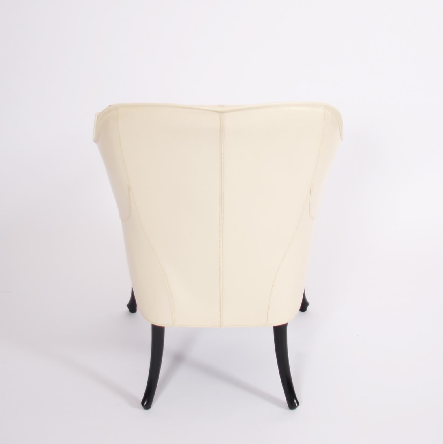 Italian 1980s Single Giorgetti Cream Leather Armchair For Sale 1
