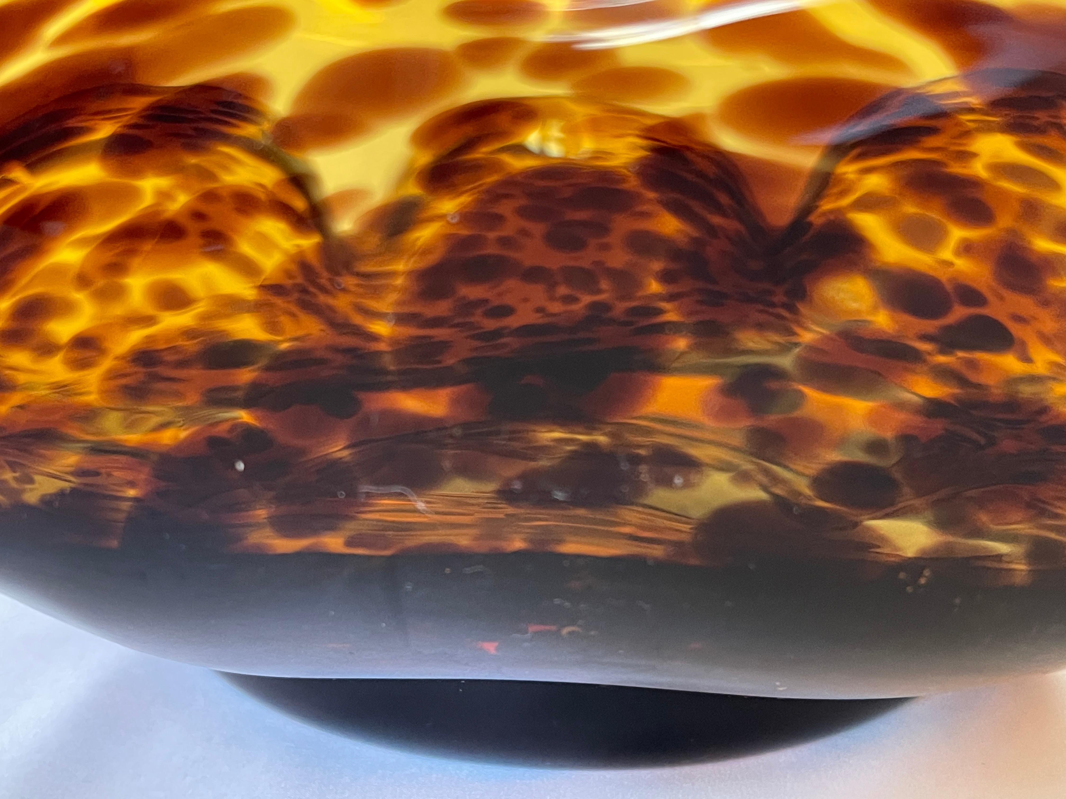 Blown Glass Italian 1980's Tortoise Shell Glass Centrepiece Bowl