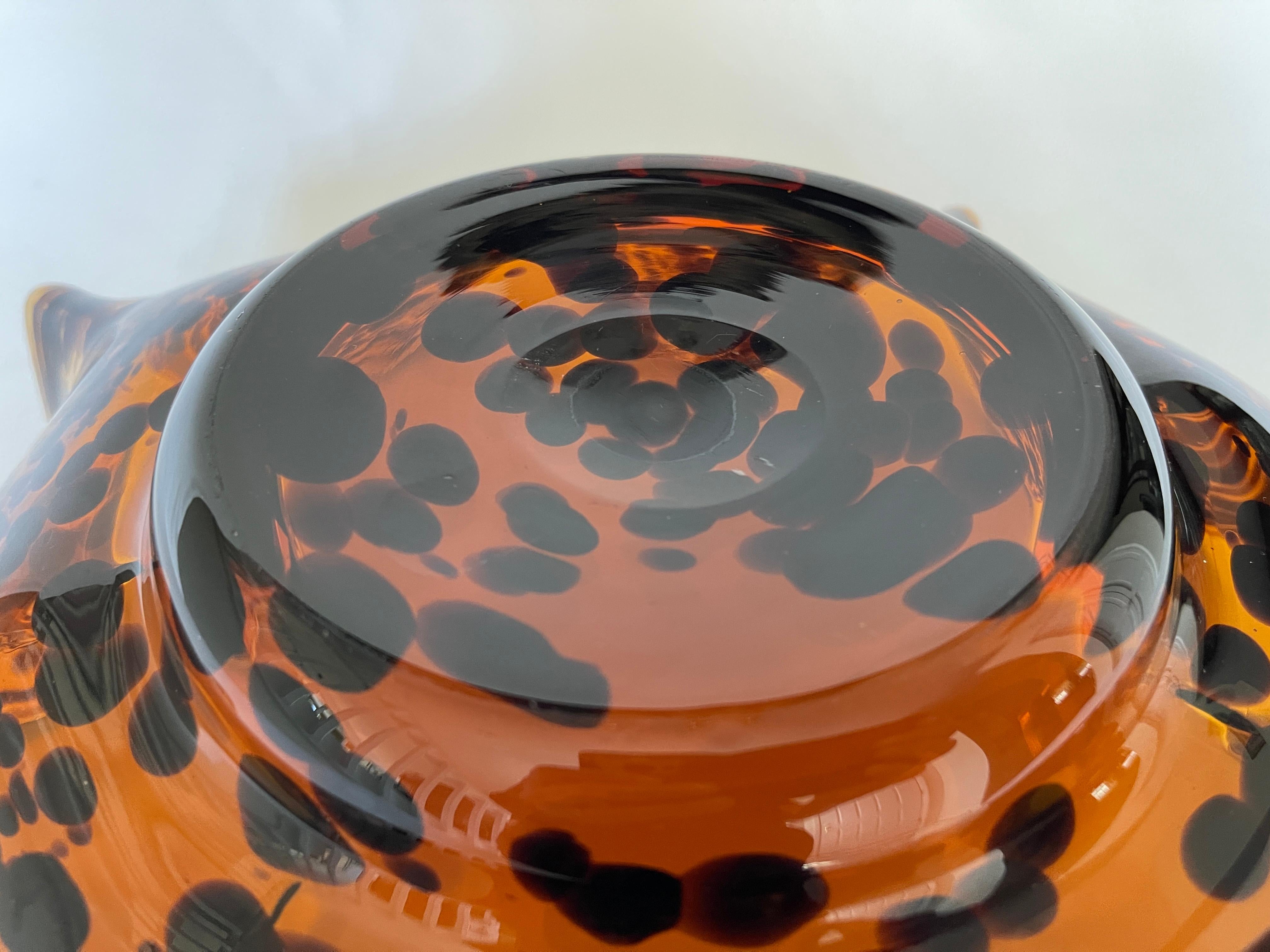 Italian 1980's Tortoise Shell Glass Centrepiece Bowl 3