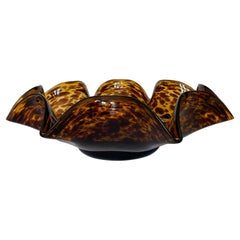 Italian 1980's Tortoise Shell Glass Centrepiece Bowl