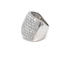 Italian 1990s Diamond Pavé Ring in 18K White Gold, 5 Carats