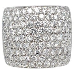 Italian 1990s Diamond Pavé Ring in 18K White Gold, 5 Carats