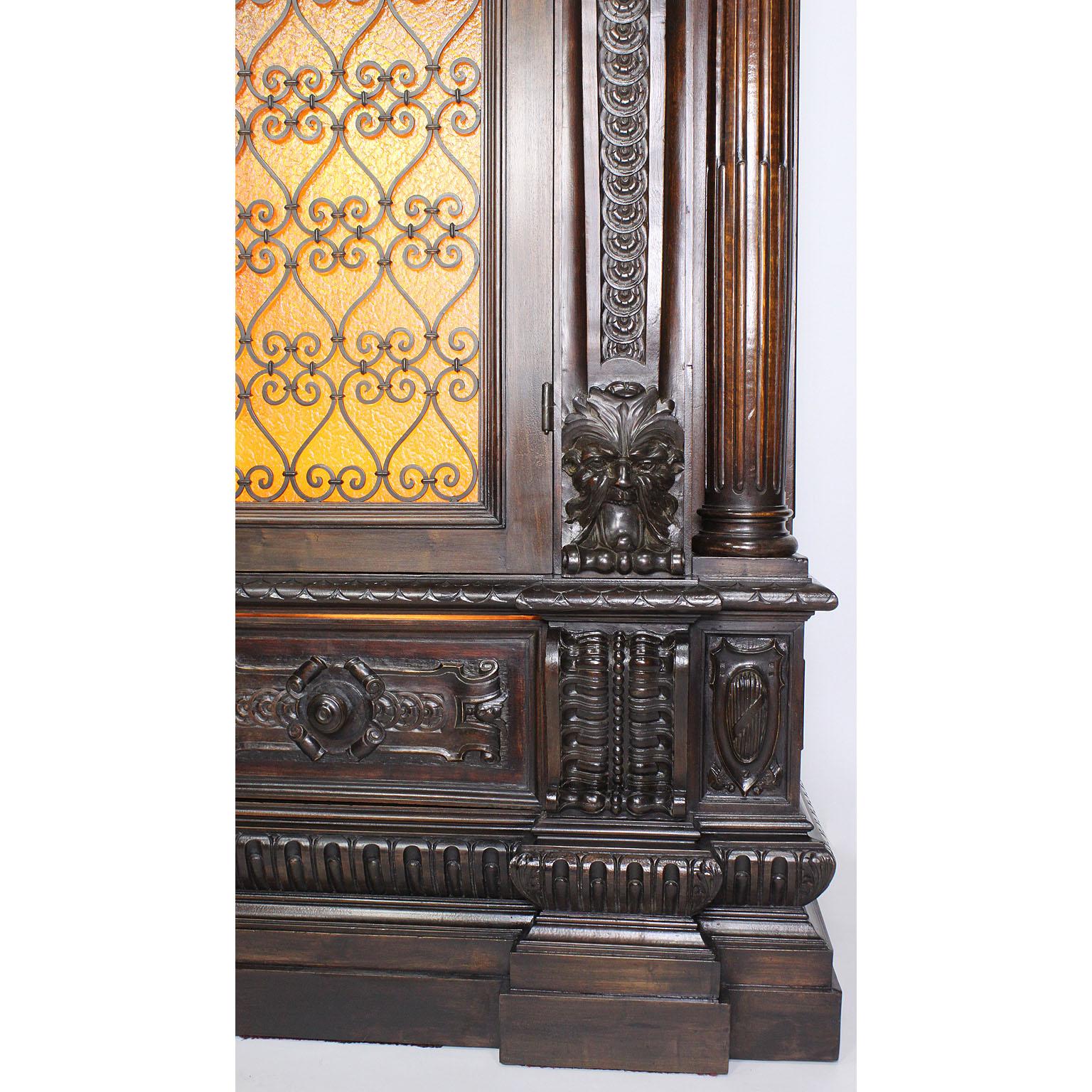 Italian 19th-20th Century Baroque Style Carved Walnut Wine Cellar Cabinet 4