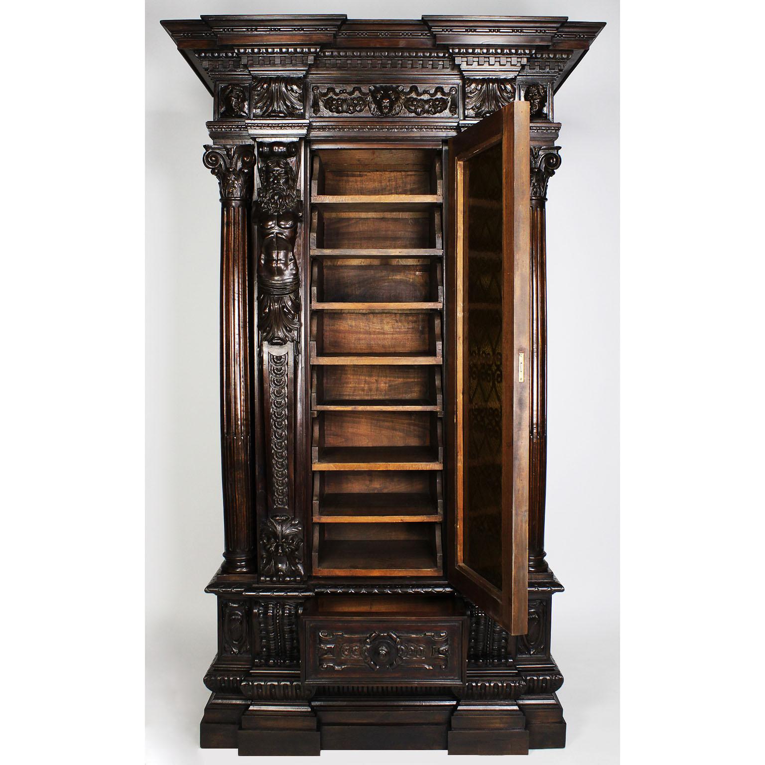 Italian 19th-20th Century Baroque Style Carved Walnut Wine Cellar Cabinet 5