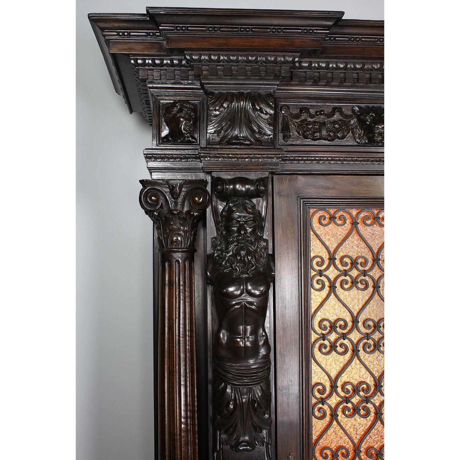 Hand-Carved Italian 19th-20th Century Baroque Style Carved Walnut Wine Cellar Cabinet