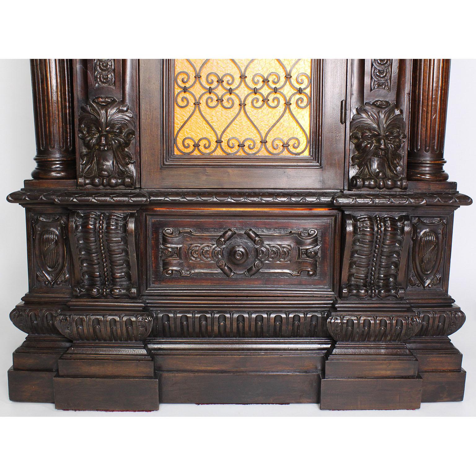 Italian 19th-20th Century Baroque Style Carved Walnut Wine Cellar Cabinet 2