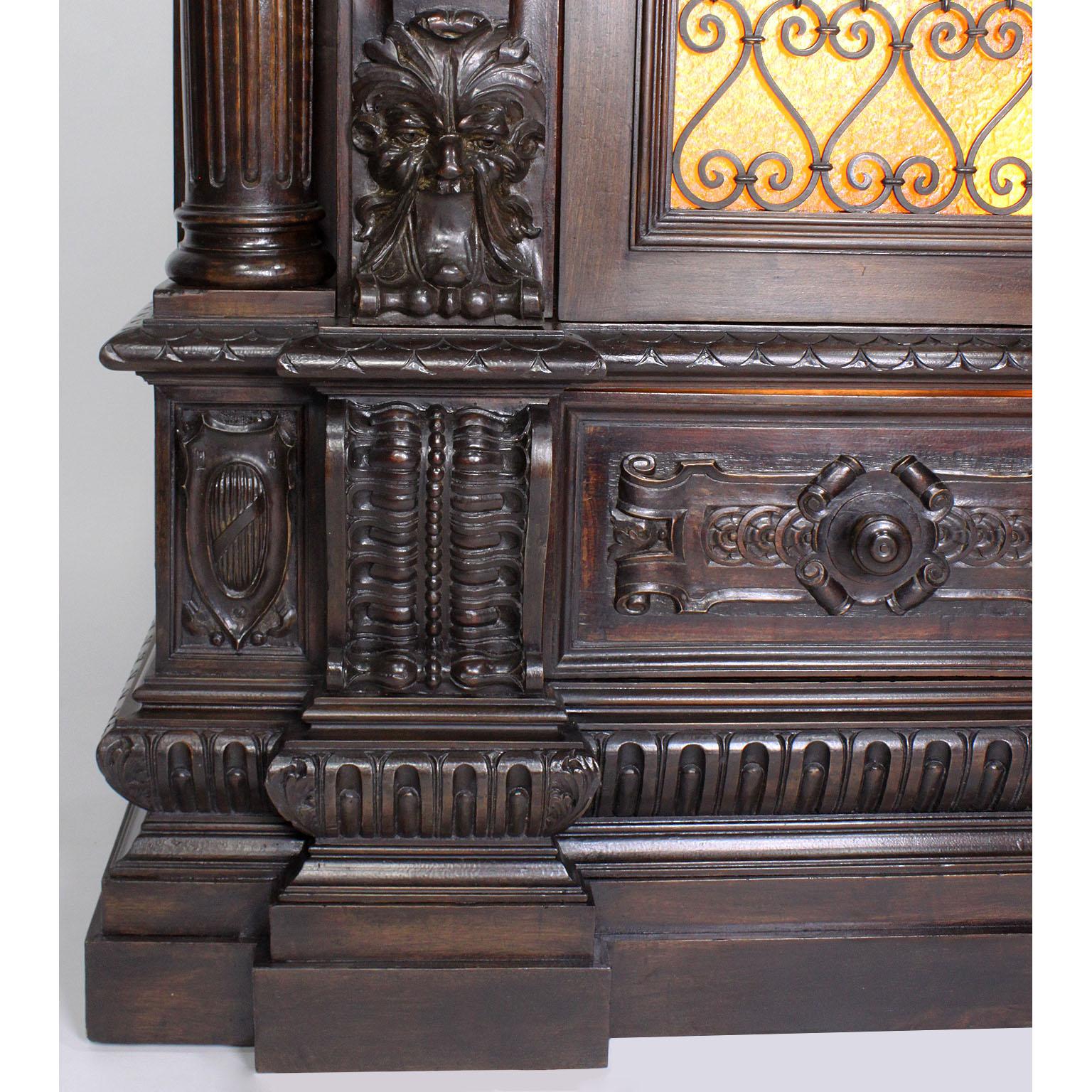 Italian 19th-20th Century Baroque Style Carved Walnut Wine Cellar Cabinet 3
