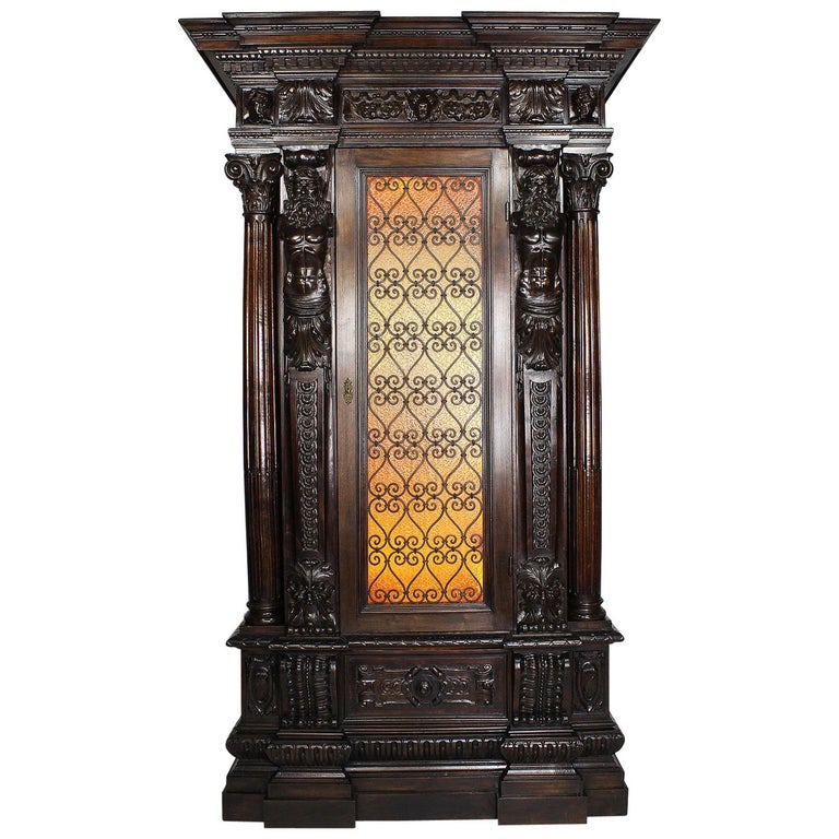 Italian 19th-20th Century Baroque Style Carved Walnut Wine Cellar ...