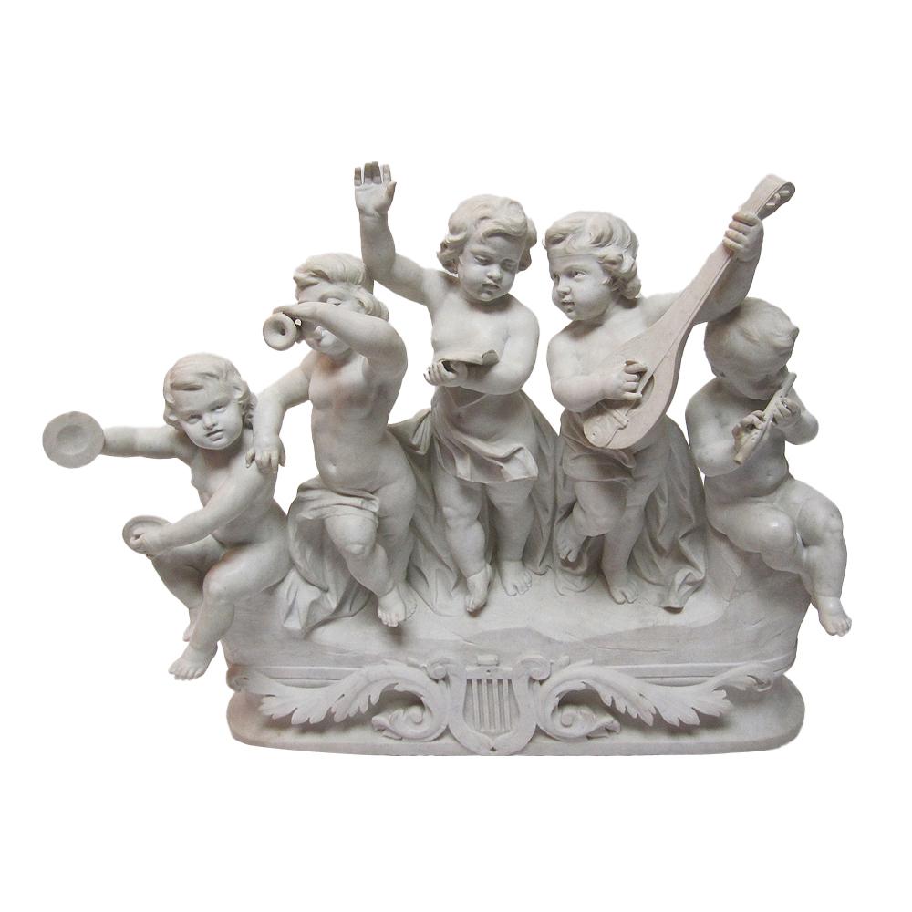A very fine and large Italian 19th-20th century Carrara marble group 