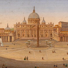 Italian 19th Black Belgian Marble and Micro Mosaic Wall Decor Plaque