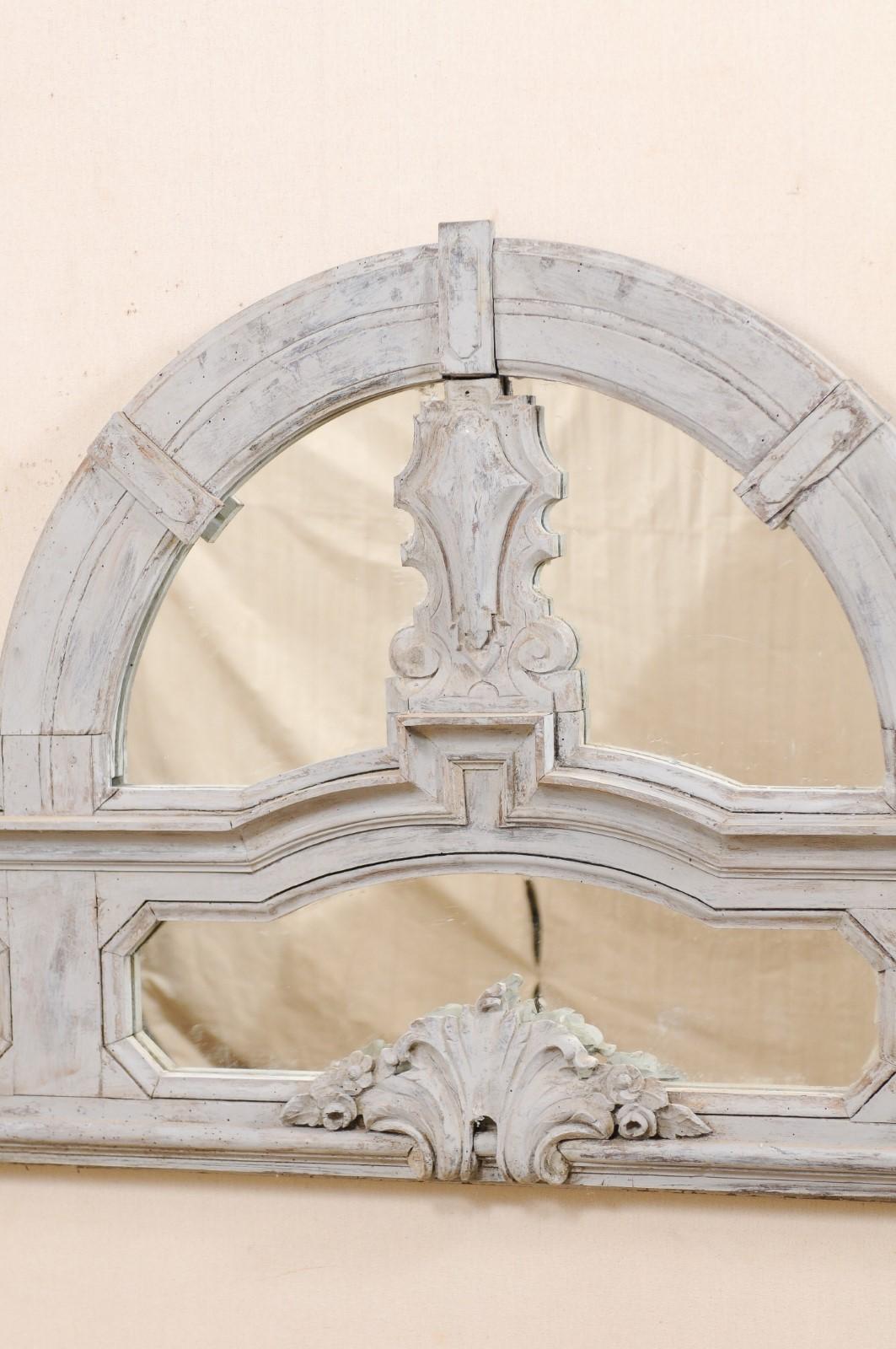 19th Century Italian Architectural Panel with Mirror Back, Great for a Small Headboard