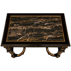 Italian 19th c. Baroque St. Ebonized Fruitwood And Portoro Marble Center Table