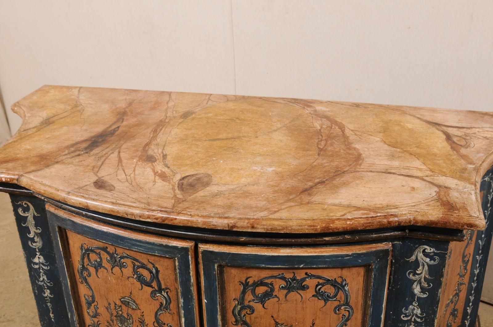 Italian Buffet Console with Curvy Shape and Ornate Rococo Painted Finish In Good Condition For Sale In Atlanta, GA