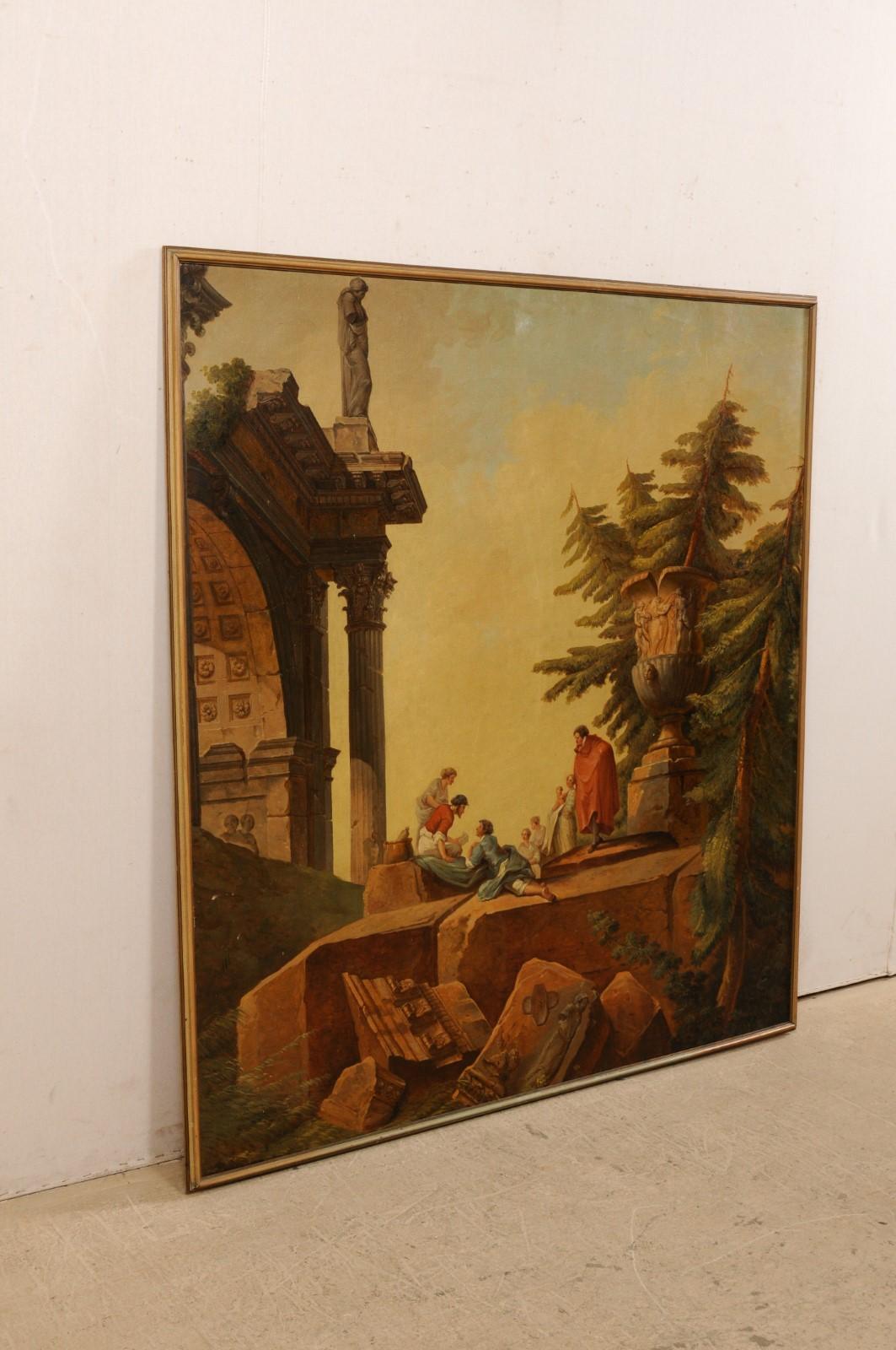 Italian 19th Century Classical Romanesque Framed Wall Painting For Sale 3