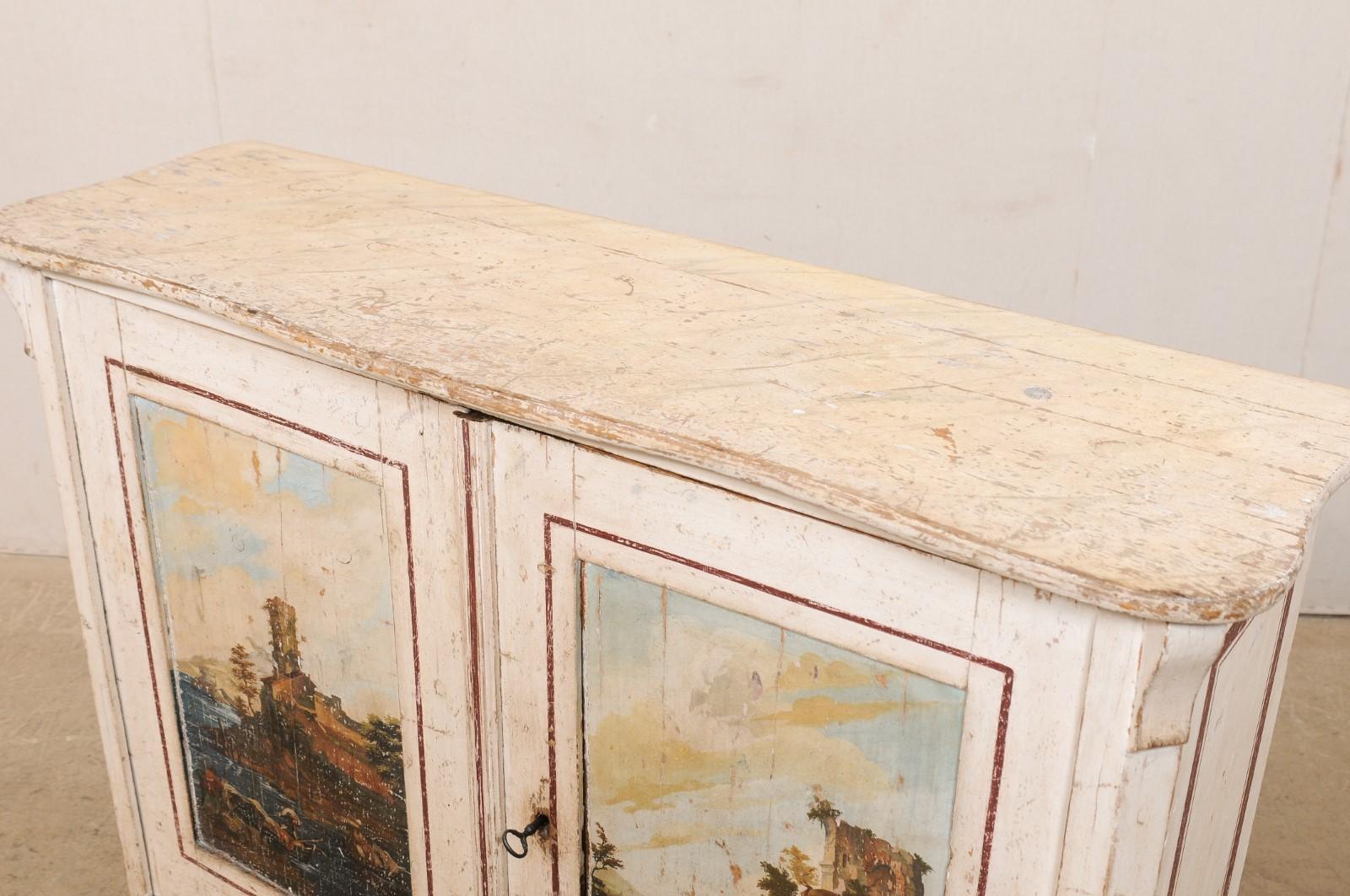 Italian 19th C. Console Cabinet w/a Hand-Painted Fishing Village Seascape Motif For Sale 3