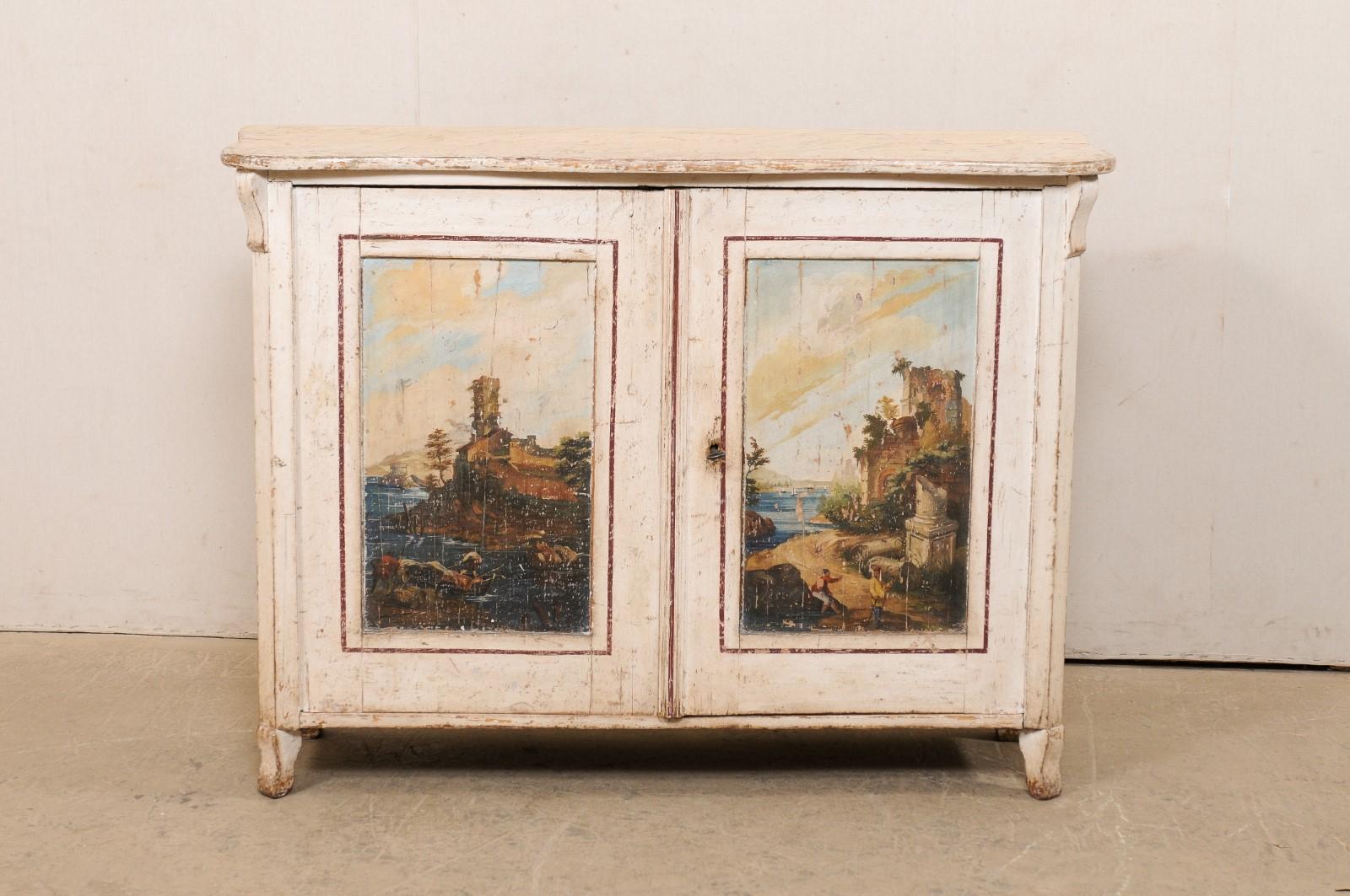 Consola italiana del s. XIX con motivo marinero pintado a mano Italiano en venta